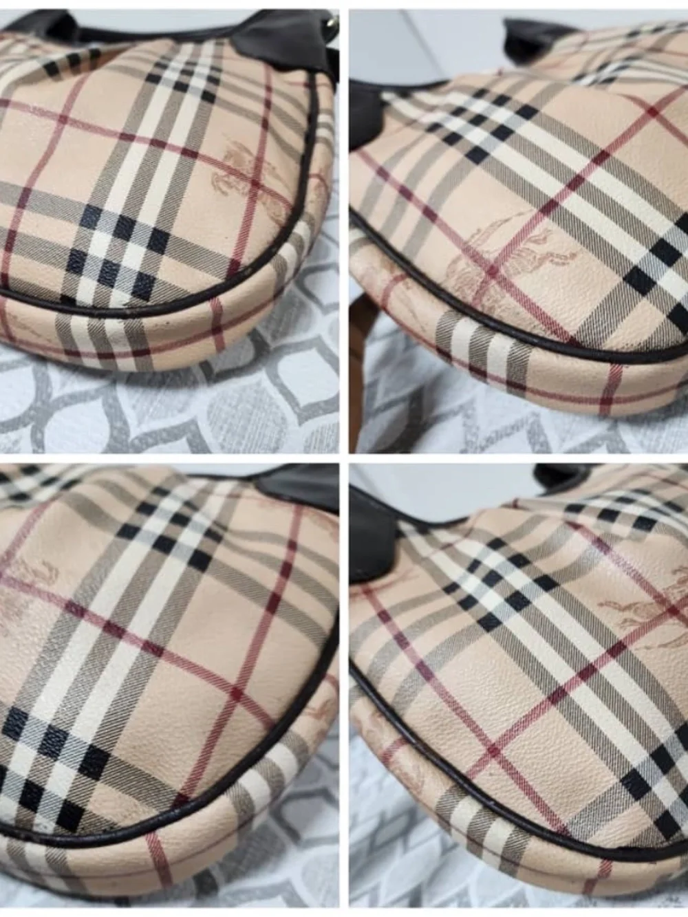 Authentic BURBERRY Haymarket Check Small Brooklyn Hobo Brown/Beige